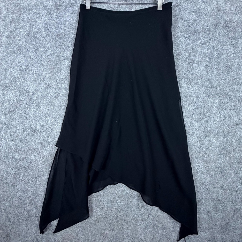 Vintage Dressbarn Skirt Womens 12 Black Asymmetrical Hem Retro Witchy Goth